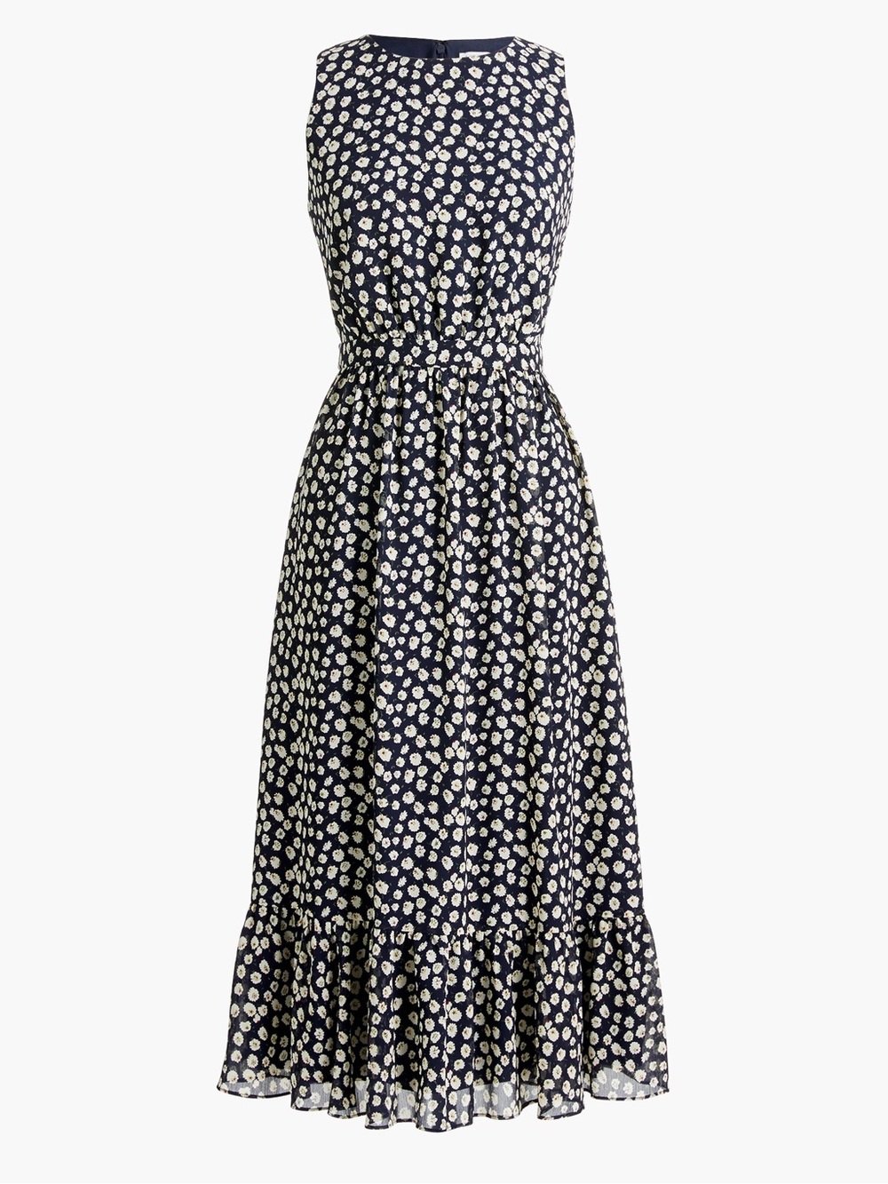 J. Crew Navy and White Floral Sleeveless Maxi Dress